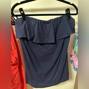 Lilly Pulitzer Wiley ruffle tube top in navy blue— EEUC hardly worn SIZE XL